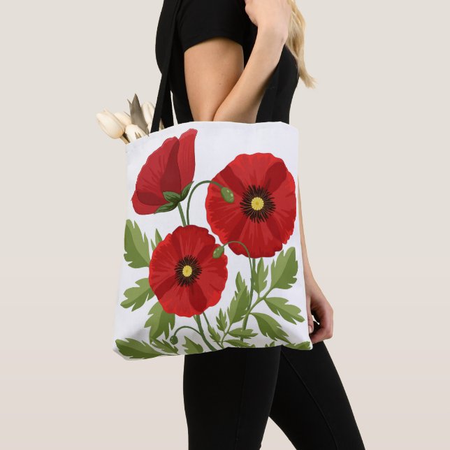 Poppy blooming joyful Summer Flowers Tote Bag (Close Up)