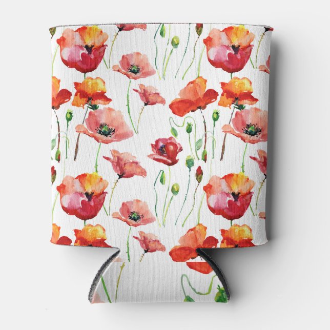 Poppy Blossom: Simple Seamless Background. Can Cooler (Front)