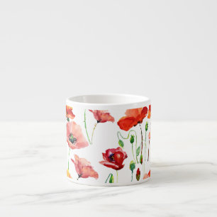 Poppy Blossom: Simple Seamless Background. Espresso Cup