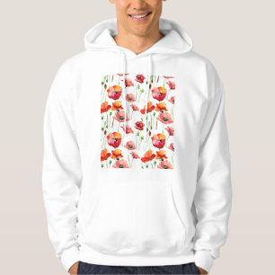 Poppy Blossom: Simple Seamless Background. Hoodie