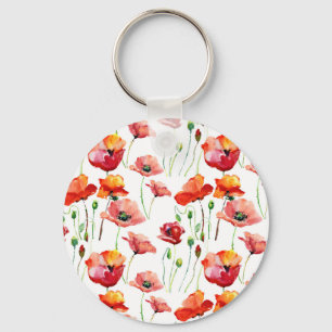 Poppy Blossom: Simple Seamless Background. Key Ring
