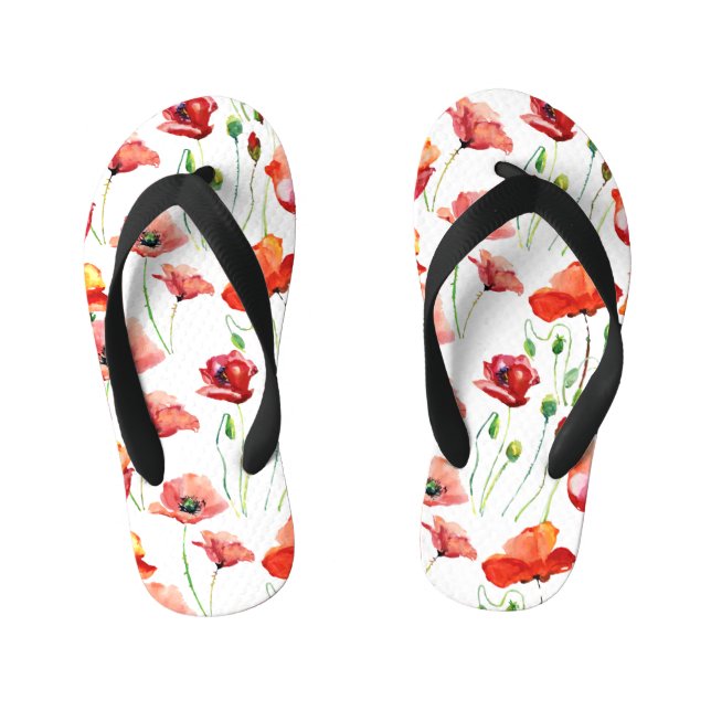 Poppy Blossom: Simple Seamless Background. Kid's Thongs (Footbed)