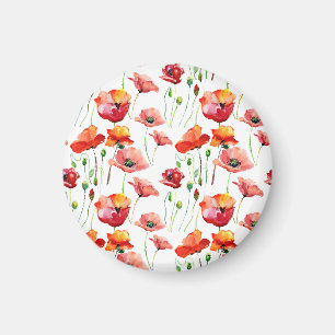 Poppy Blossom: Simple Seamless Background. Magnet