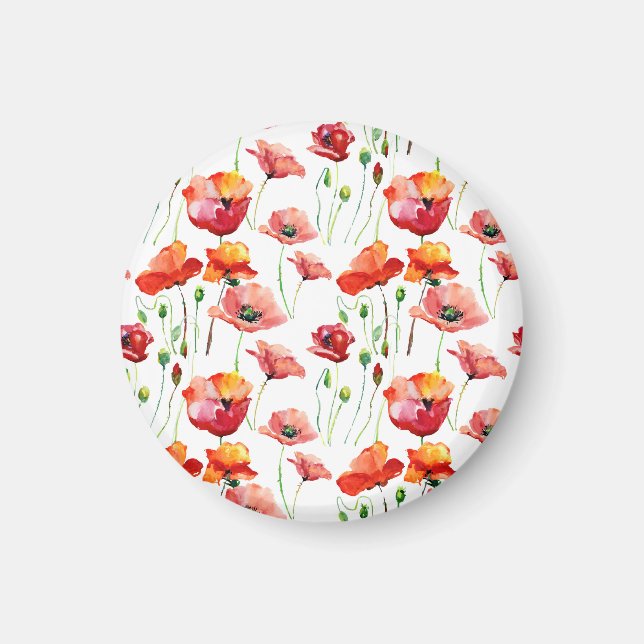Poppy Blossom: Simple Seamless Background. Magnet (Front)