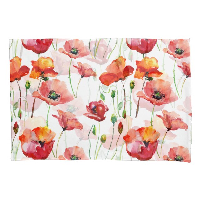 Poppy Blossom: Simple Seamless Background. Pillowcase (Front)