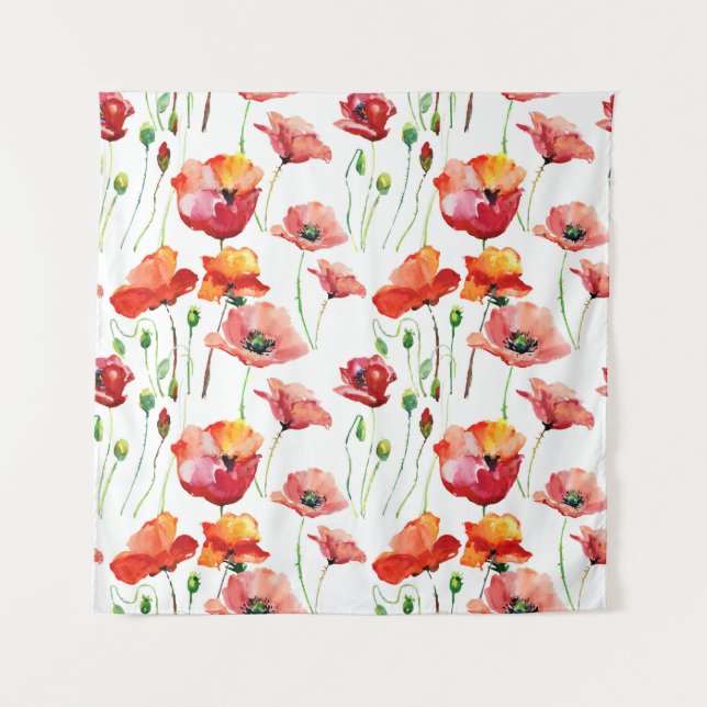 Poppy Blossom: Simple Seamless Background. Tapestry (Front)