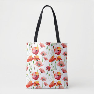 Poppy Blossom: Simple Seamless Background. Tote Bag