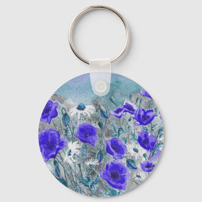 'Poppy Blue' Keychain (Front)