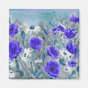 'Poppy Blue' Magnet