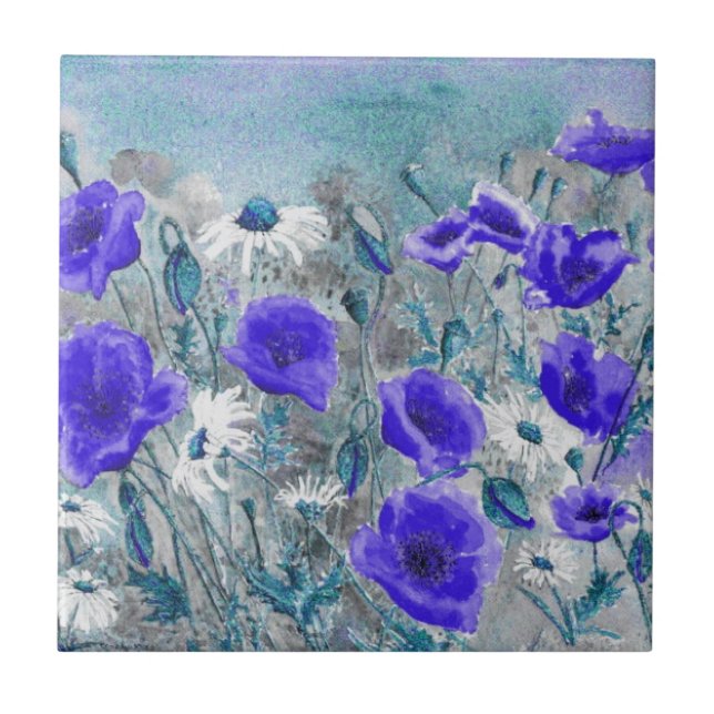 'Poppy Blue' Tile (Front)