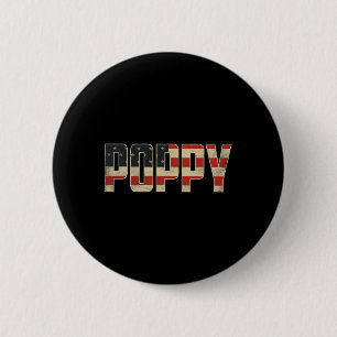 Poppy Bold Patriotic American Flag Father’s Day Po 6 Cm Round Badge