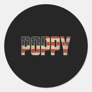 Poppy Bold Patriotic American Flag Father’s Day Po Classic Round Sticker