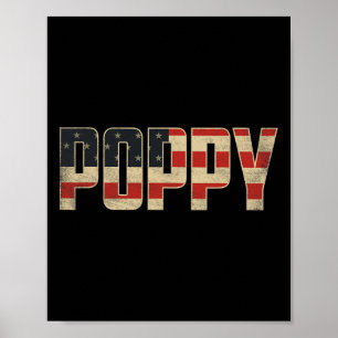 Poppy Bold Patriotic American Flag Father’s Day Po Poster