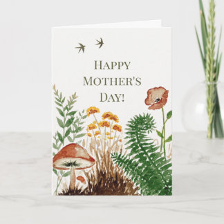 Poppy Botanical Birds Mother's Day Card