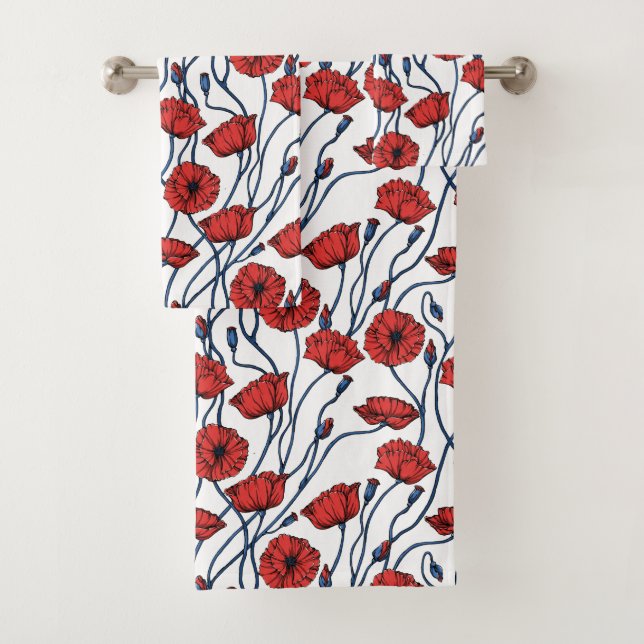 Poppy Bouquet Bath Towel Set (Insitu)