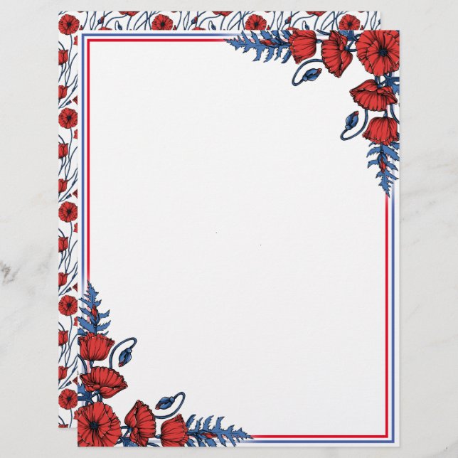 Poppy Bouquet Letterhead (Front/Back)