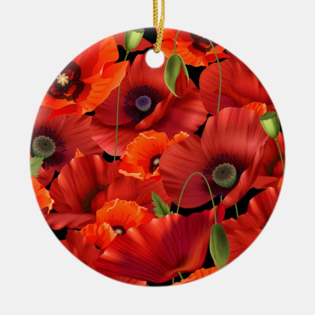 Poppy Ceramic Ornament (Front)