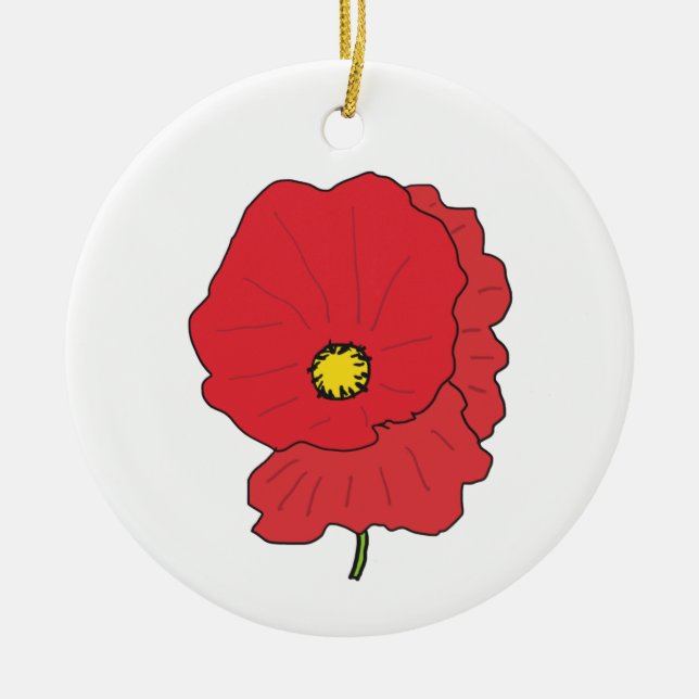 Poppy Ceramic Ornament (Front)