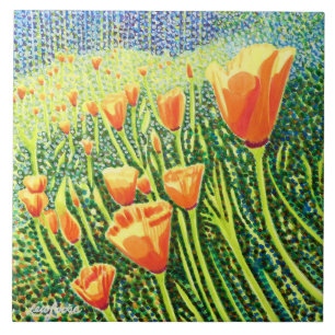Poppy Ceramic Tile, Poppy Swaying Ceramic Tile