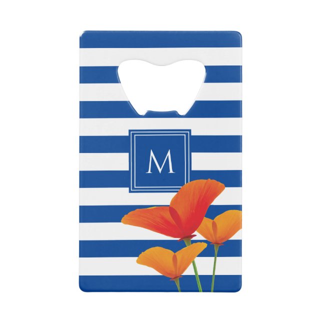 Poppy Chic Blue Stripes Monogram (Front)