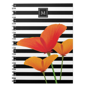 Poppy Chic Stripes Monogram Notebook