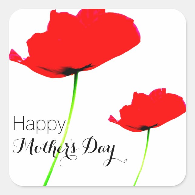 POPPY Collection 01 Mother's day Square Stickers (Front)