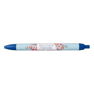 Poppy Collection with Spun Sugar Blue Background Black Ink Pen