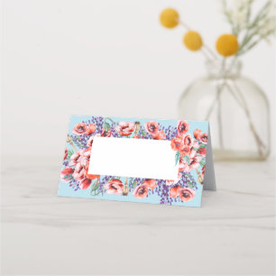 Poppy Collection with Spun Sugar Blue Background I Place Card