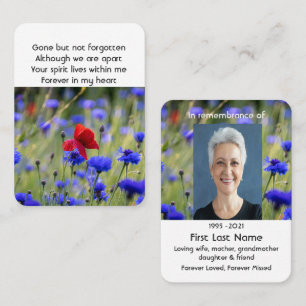 Poppy Cornflower Meadow Memorial Pocket Keepsake Business Card