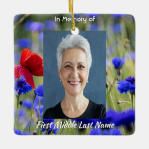 Poppy Cornflower Meadow Memorial Pocket Keepsake Ceramic Ornament