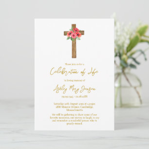 Poppy Cross Celebration of Life Funeral Invitation