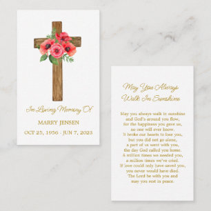 Poppy Cross Memorial Funeral Prayer Card