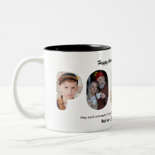 Poppy Custom Photo Collage Personalised Grandpa Two-Tone Coffee Mug