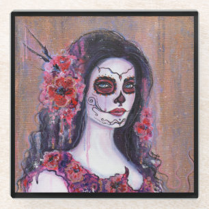 Poppy day of the dead drink coaster