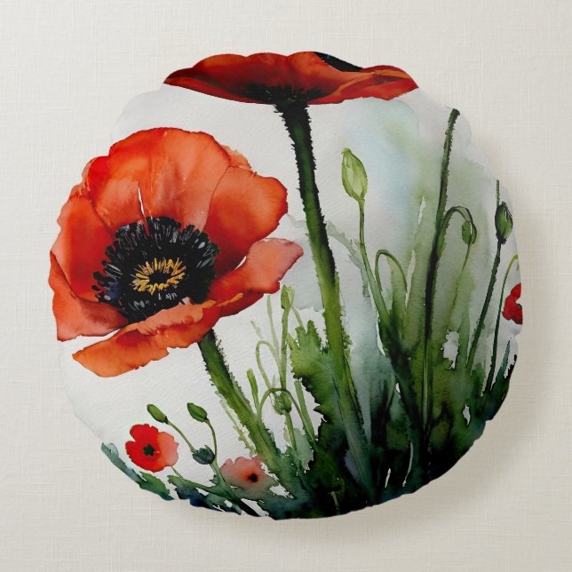 Poppy Dreams Round Cushion (Front)