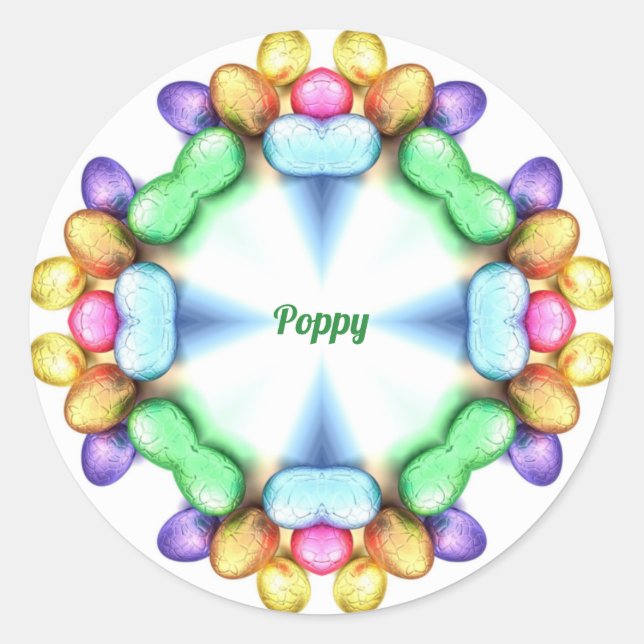 POPPY ~ EASTER WOW! Pretty Eggs Easter Giving ~  Classic Round Sticker (Front)