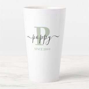 Poppy Elegant Script Monogram Silver Green Latte Mug