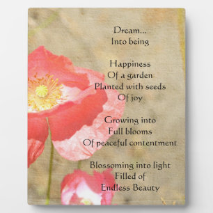 Poppy Expressions Happiness Poem Photo Plaque