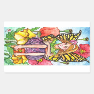 Poppy Fairy Rectangular Sticker