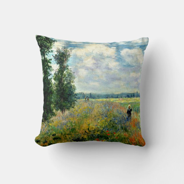 Poppy Field, Argenteuil - Fine art by Claude Monet Cushion (Front)