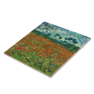 Poppy Field by Vincent Van Gogh Ceramic Tile