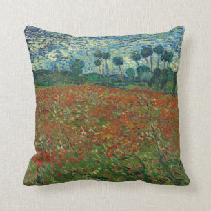 Poppy Field by Vincent Van Gogh Cushion
