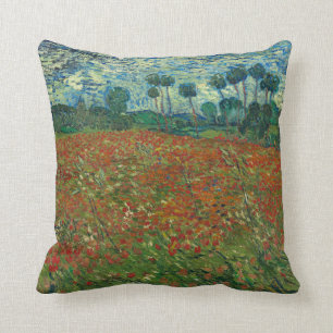 Poppy field by Vincent van Gogh Fine Art Cushion