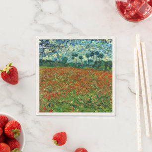 Poppy Field by Vincent Van Gogh Napkin