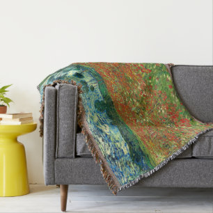 Poppy Field by Vincent Van Gogh  Throw Blanket