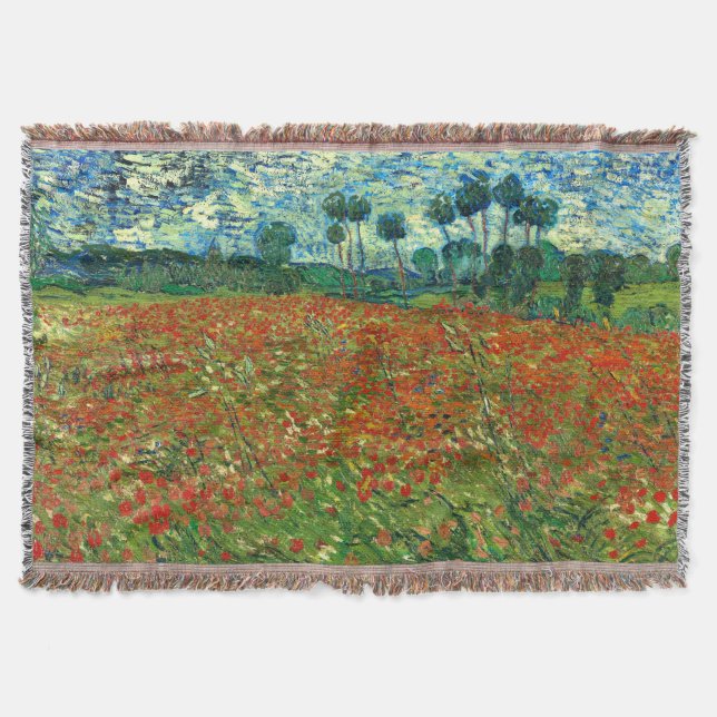 Poppy Field by Vincent Van Gogh  Throw Blanket (Front)