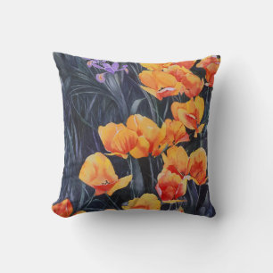 Poppy Field Colourful Impressionistic Painting Cushion