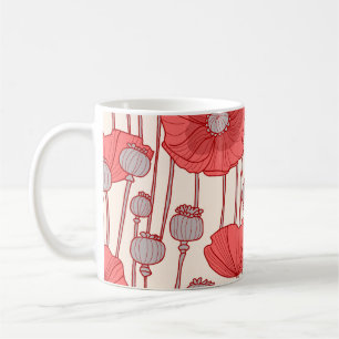 Poppy Field Dance: Seamless Floral Rhapsody Coffee Mug
