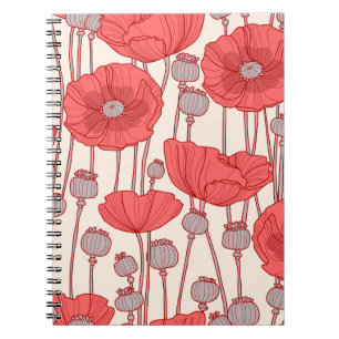 Poppy Field Dance: Seamless Floral Rhapsody Notebook