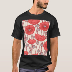 Poppy Field Dance: Seamless Floral Rhapsody T-Shirt